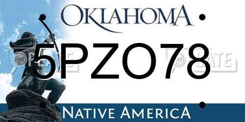 5PZO78 Oklahoma License Plate