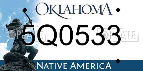 5Q0533 Oklahoma License Plate