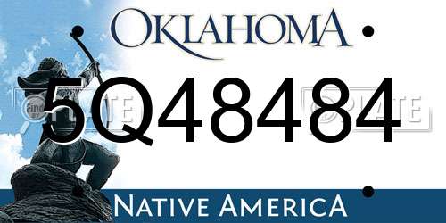 5Q48484 Oklahoma License Plate
