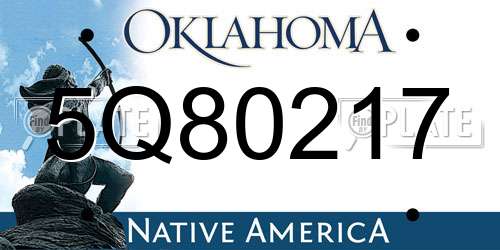 5Q80217 Oklahoma License Plate