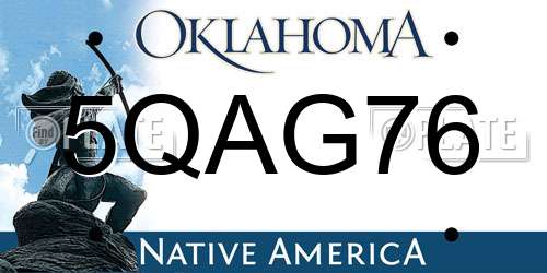 5QAG76 Oklahoma License Plate