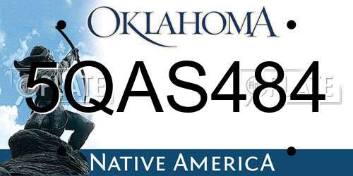 5QAS484 Oklahoma License Plate