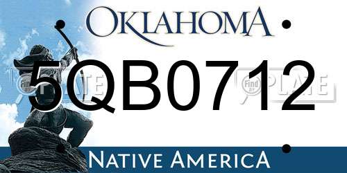5QB0712 Oklahoma License Plate