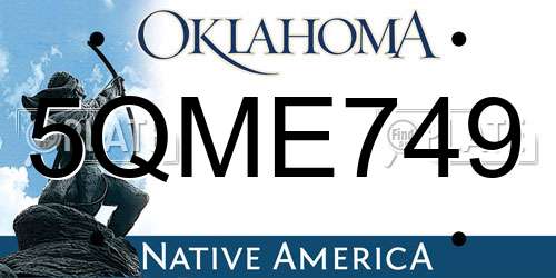5QME749 Oklahoma License Plate