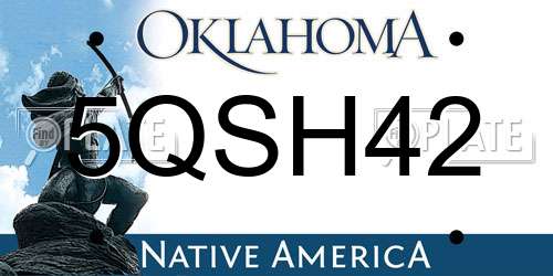 5QSH42 Oklahoma License Plate