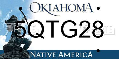 5QTG28 Oklahoma License Plate