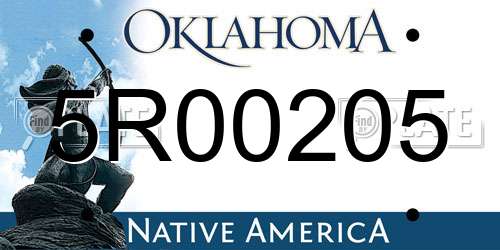 5R00205 Oklahoma License Plate