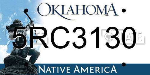 5RC3130 Oklahoma License Plate