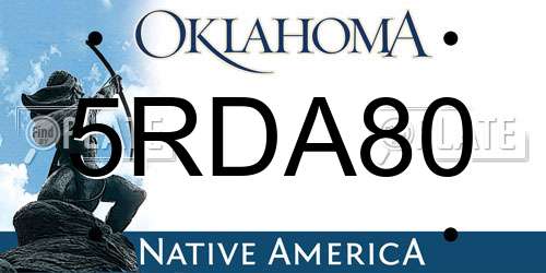 5RDA80 Oklahoma License Plate
