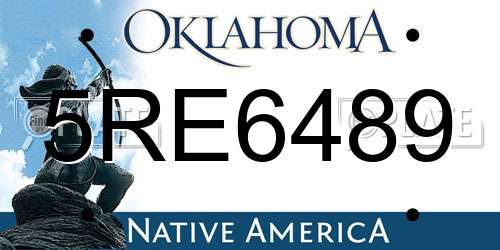 5RE6489 Oklahoma License Plate