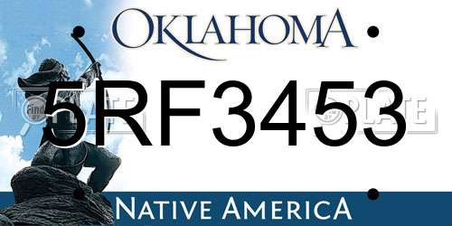 5RF3453 Oklahoma License Plate