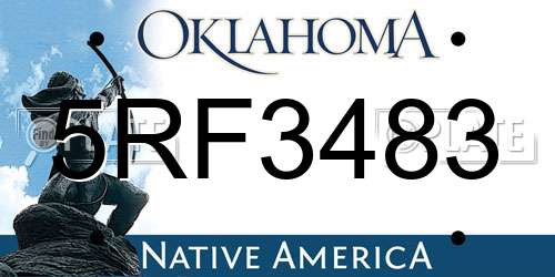 5RF3483 Oklahoma License Plate