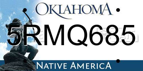 5RMQ685 Oklahoma License Plate