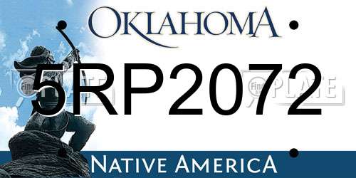 5RP2072 Oklahoma License Plate
