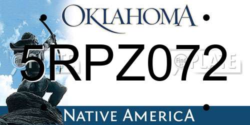 5RPZ072 Oklahoma License Plate