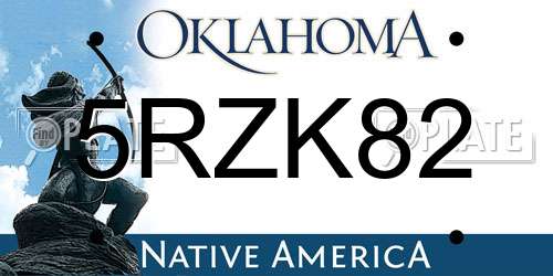 5RZK82 Oklahoma License Plate