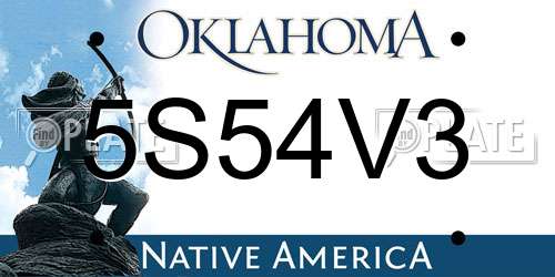 5S54V3 Oklahoma License Plate