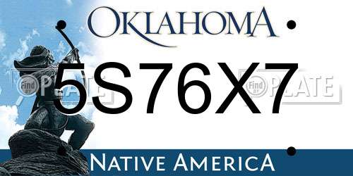 5S76X7 Oklahoma License Plate