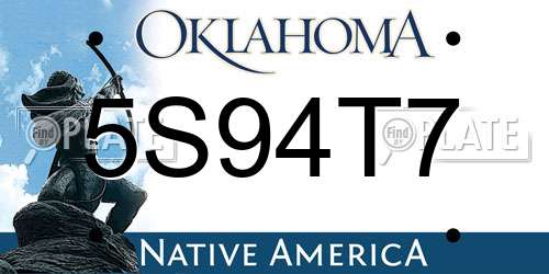 5S94T7 Oklahoma License Plate