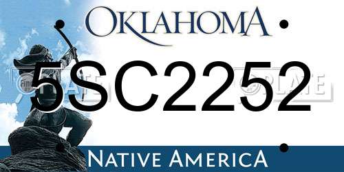 5SC2252 Oklahoma License Plate