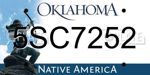 5SC7252 Oklahoma License Plate