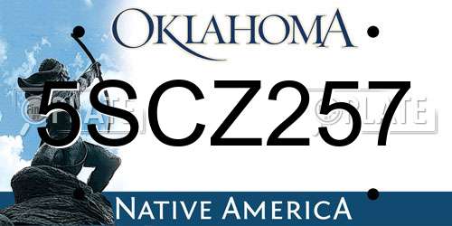 5SCZ257 Oklahoma License Plate