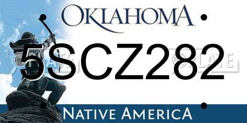 5SCZ282 Oklahoma License Plate