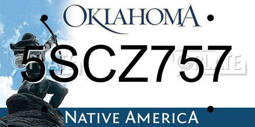 5SCZ757 Oklahoma License Plate