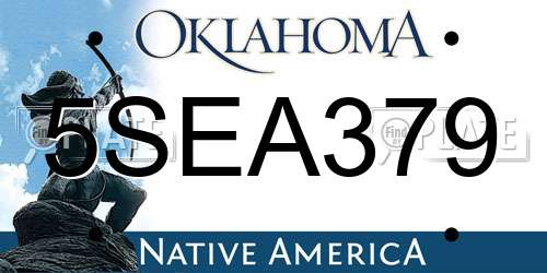 5SEA379 Oklahoma License Plate