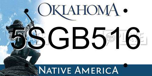 5SGB516 Oklahoma License Plate