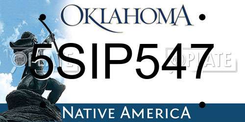 5SIP547 Oklahoma License Plate