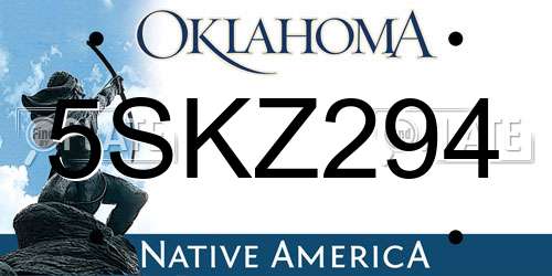 5SKZ294 Oklahoma License Plate