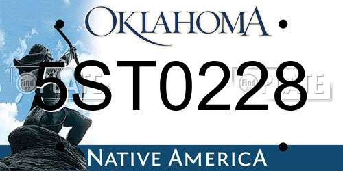 5ST0228 Oklahoma License Plate