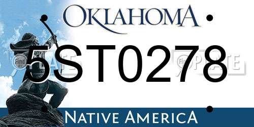 5ST0278 Oklahoma License Plate