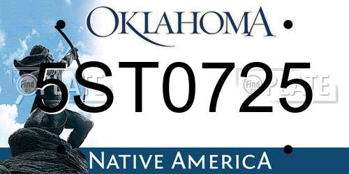 5ST0725 Oklahoma License Plate