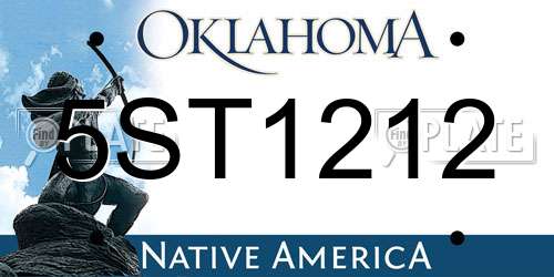 5ST1212 Oklahoma License Plate