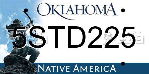 5STD225 Oklahoma License Plate
