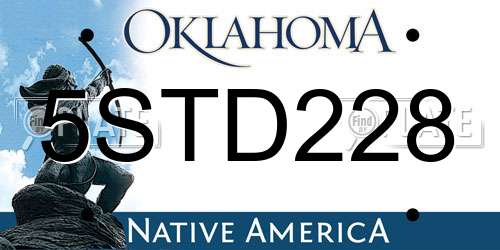 5STD228 Oklahoma License Plate