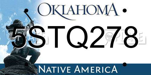 5STQ278 Oklahoma License Plate