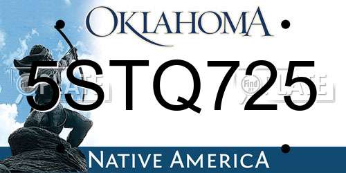 5STQ725 Oklahoma License Plate