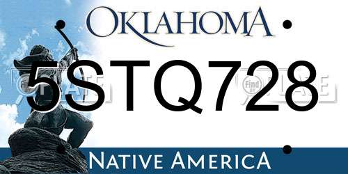 5STQ728 Oklahoma License Plate