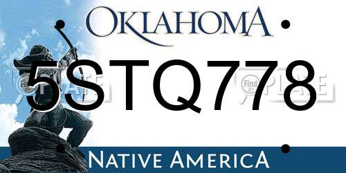 5STQ778 Oklahoma License Plate