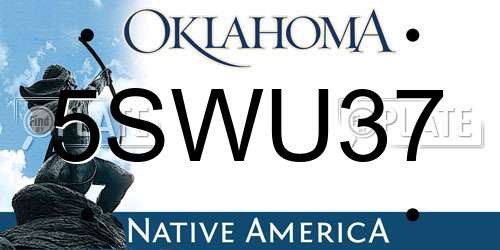 5SWU37 Oklahoma License Plate