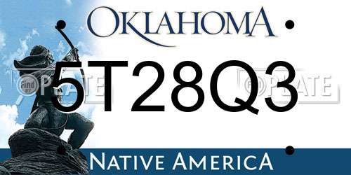5T28Q3 Oklahoma License Plate
