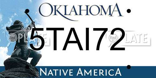 5TAI72 Oklahoma License Plate