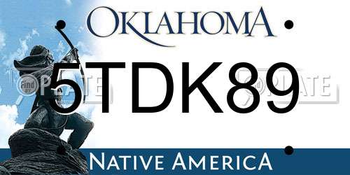 5TDK89 Oklahoma License Plate