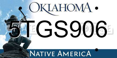 5TGS906 Oklahoma License Plate