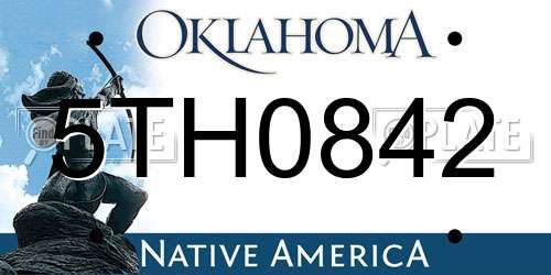 5TH0842 Oklahoma License Plate