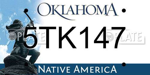 5TK147 Oklahoma License Plate