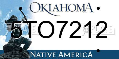 5TO7212 Oklahoma License Plate